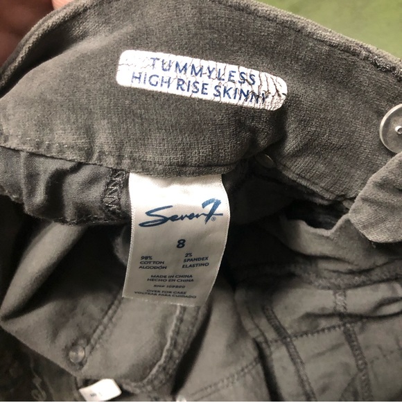 Seven 7 Tummyless High Rise Skinny Grey Velvet/Velour jeans SZ 8 - Picture 4 of 7